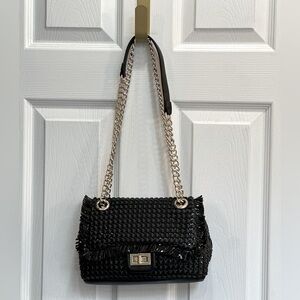 Brand NWOT White House Black Market faux Patent fringe bag